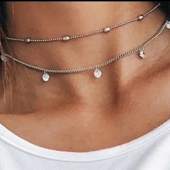 💫Silver Rhinestone layered chain choker💫 - Picture 3 of 4